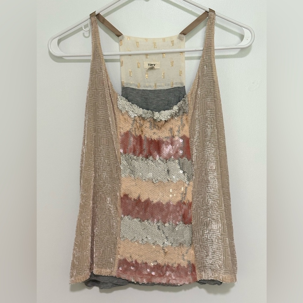 Tiny (Anthropologie) Sequin Striped Tank Top – Size S
